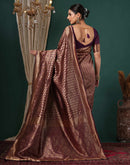Wine Silk Woven Banarasi Saree