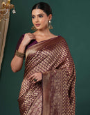 Wine Silk Woven Banarasi Saree