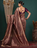 Wine Silk Woven Banarasi Saree