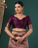 Wine Silk Woven Banarasi Saree