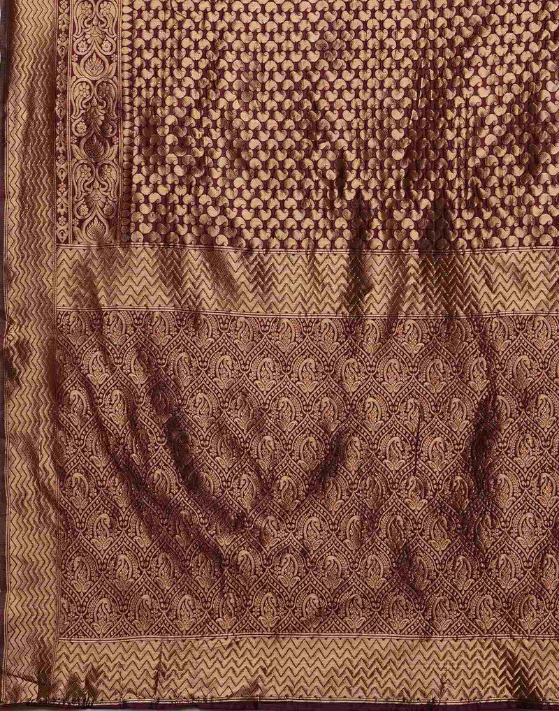 Wine Silk Woven Banarasi Saree
