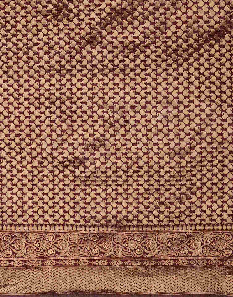 Wine Silk Woven Banarasi Saree