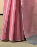 Pink Tissue Silk Woven Plain Saree