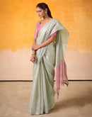 Light Green Tissue Silk Woven Plain Saree