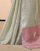 Light Green Tissue Silk Woven Plain Saree