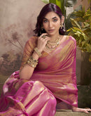 Rani Pink Tissue Silk Woven Saree