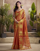 Orange Tissue Silk Woven Saree