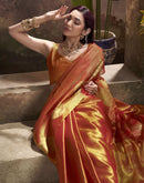 Orange Tissue Silk Woven Saree