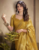 Mustard Yellow Tissue Silk Woven Saree
