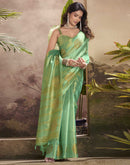 Sea Green Tissue Silk Woven Saree