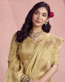 Beige Tissue Silk Woven Saree