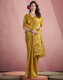 Mustard Yellow Tissue Silk Woven Saree