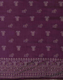 Dark Purple Silk Printed Saree