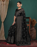 Black Silk Printed Saree