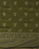 Mehandi Green Silk Printed Saree