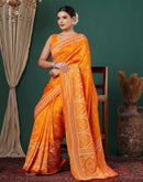 Orange Silk Printed Saree