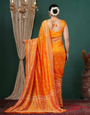 Orange Silk Printed Saree