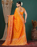 Orange Silk Printed Saree