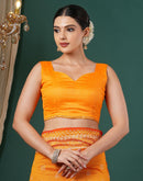 Orange Silk Printed Saree
