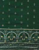 Bottle Green Silk Printed Saree