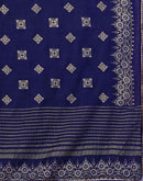 Navy Blue Silk Foil Printed Saree