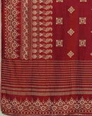 Maroon Silk Foil Printed Saree