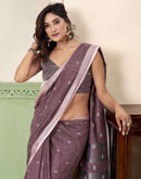 Dark Mauve Linen Silk Woven Saree