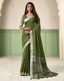 Green Linen Silk Woven Saree