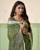 Green Linen Silk Woven Saree