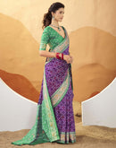 Purple Silk Woven Patola Saree