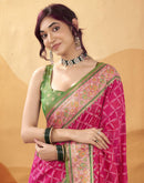 Rani Pink Silk Woven Patola Saree