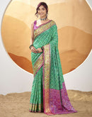 Teal Green Silk Woven Patola Saree