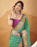 Teal Green Silk Woven Patola Saree