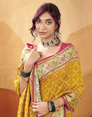 Mustard Yellow Silk Woven Patola Saree