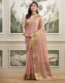 Rose Pink Tissue Silk Woven Kanjivaram Saree