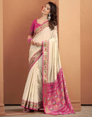 Beige Silk Woven Patola Saree
