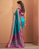 Teal Blue Silk Woven Patola Saree