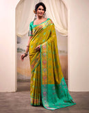 Mustard Green Silk Woven Patola Saree