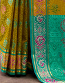 Mustard Green Silk Woven Patola Saree
