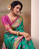 Teal Green Silk Woven Patola Saree