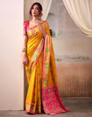 Mustard Yellow Silk Woven Patola Saree
