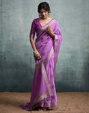 Lavender Pink Cotton Woven Saree