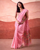 Pink Silk Woven Saree