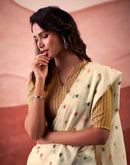 Beige Silk Woven Saree