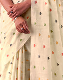 Beige Silk Woven Saree