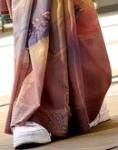Mauve Silk Printed Woven Saree