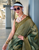 Moss Green Silk Printed Woven Saree