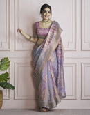 Lavender Khadi Printed Woven Saree