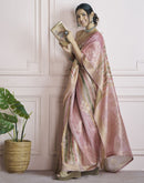Light Peach Khadi Printed Woven Saree