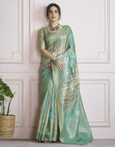 Teal Green Khadi Printed Woven Saree